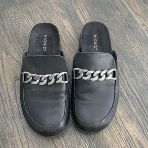Vionic Georgie leather mule with chain black size 11